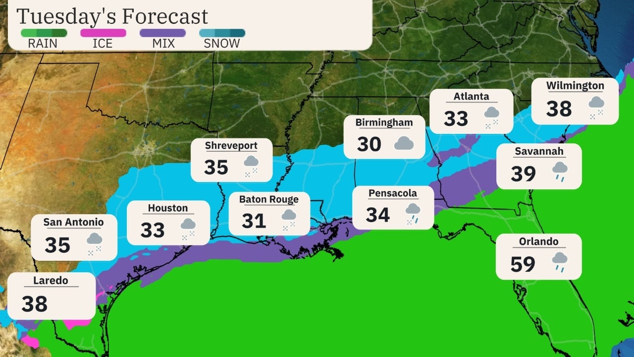 Winter Storm may Impact Travel in Gulf Coast US, January 20th-22nd